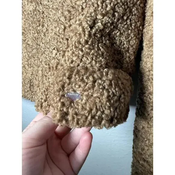 Capulet Aiden Sherpa Trucker Jacket Camel Teddy Fuzzy Crop Coat Size Small - Picture 7 of 13